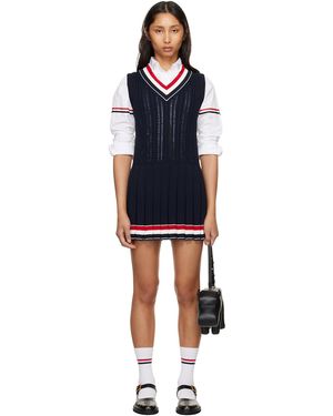 Thom Browne Cricket Rwb Stripe Baby Ladder Cable Minidress - Black