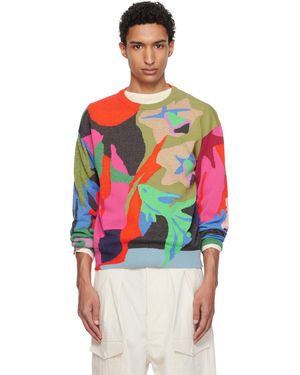 Paul Smith Pull Multicolore En Tricot De Coton À Motif River Collage - Rouge