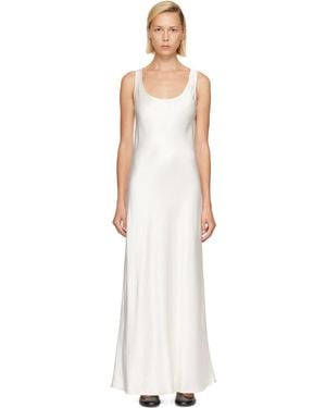 Rohe Off- Scoop Neck Satin Maxi Dress - White