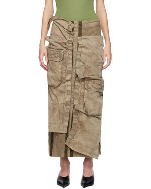 Y. Project Jupe Midi Kaki À Poches Cargo - Neutre