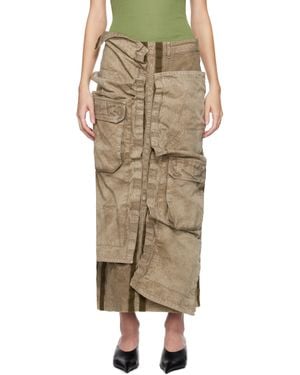 Y. Project Khaki Cargo Pocket Midi Skirt - Natural
