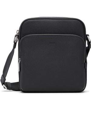 BOSS Leather Logo-Emed Messenger Bag - Black