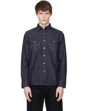 メンズ RRL ブルー スリムフィット デニム ウエスタンシャツ ブルー | Lyst