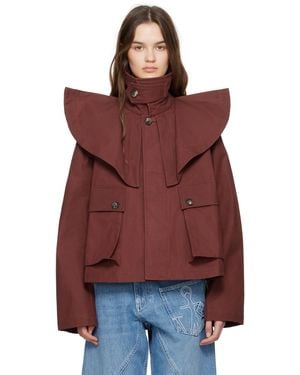 JW Anderson バーガンディ オーバーサイズカラー トレンチジャケット - レッド