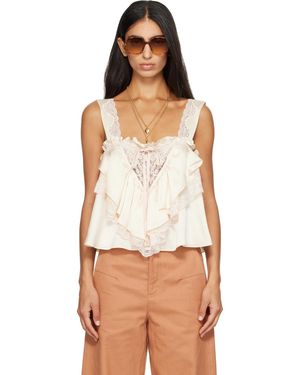 Chloé Off- Sleeveless Ruffle Top - White