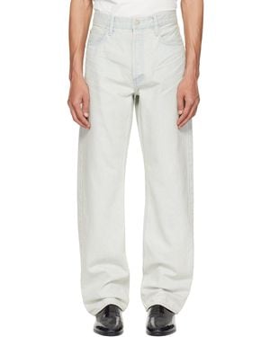 Fear Of God Bleach Washed Denim Straight 5 Pocket Jeans - Grey