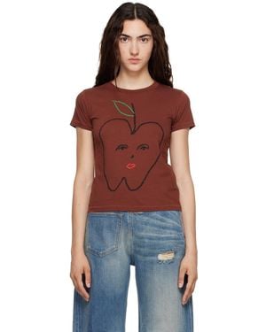 MM6 by Maison Margiela 'Apple' Cropped T-Shirt - Red