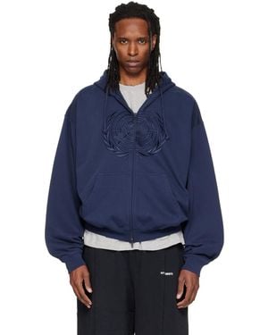 Vetements Embroidered Zip Up Hoodie - Blue