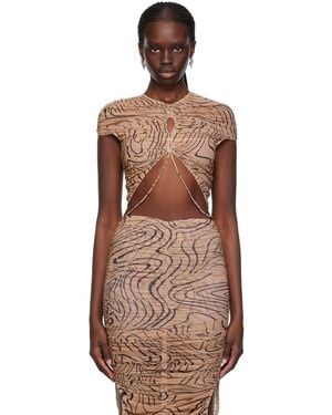 Mugler Tan Printed T-shirt - Multicolour