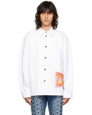 we11done Printed Denim Jacket - White