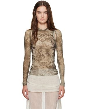 Jean Paul Gaultier 'The Médaillon' Sleeves Top - Brown