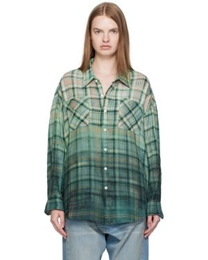 R13 グリーン Drop Neck ワークシャツ
