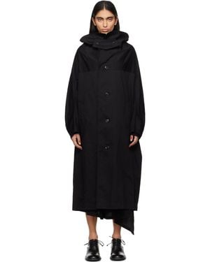 Y's Yohji Yamamoto Cotton Twill Long Cape Coat - Black