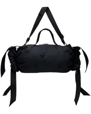 Simone Rocha Turbo Embellished Double Ribbon Rosette Bag - Black