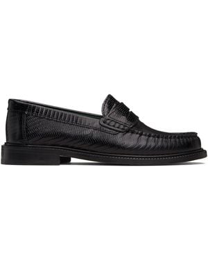 VINNY'S Lizard-Embossed 'Yardee' Loafers - Black