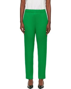Issey Miyake Sleek Pleats Trousers - Green