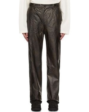 Feng Chen Wang Crinkled Faux-Leather Pants - Black