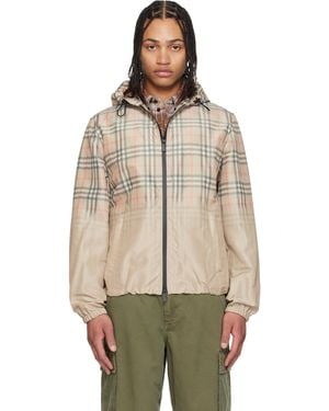 Burberry Gradient Check Hooded Jacket - Natural