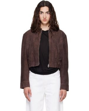 Agolde Nahla Cropped Suede Jacket - Brown