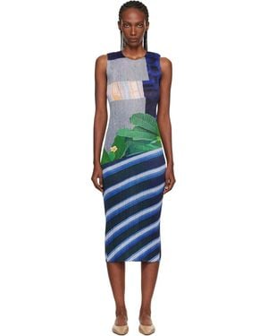 Pleats Please Issey Miyake City Collage Midi Dress - Black