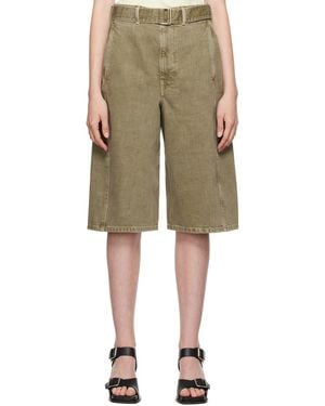 Lemaire ーン ツイスト ベルト デニムショートパンツ - グリーン