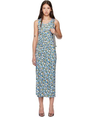 Rabanne Flower Print Midi Dress - Black