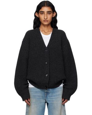 6397 Fisherman Rib Cardigan - Black