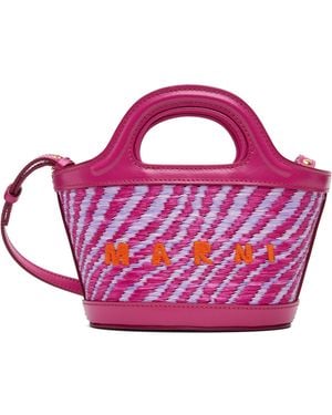 Marni Wavy Raffia-Effect Tropicalia Micro Tote - Pink