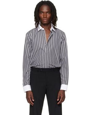 Tom Ford Poplin Stripe Classic Fit Shirt - Grey
