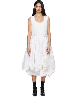 Comme des Garçons Off- Gros Grain Brocade Lace Garment Treated Midi Dress - Black