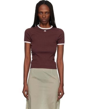 Courreges Burgundy Signature Contrast T-Shirt - Red