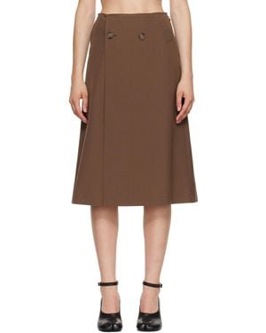 MM6 by Maison Margiela Jupe Midi Brune À Double Boutonnage - Marron