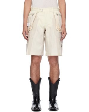 Mugler Off- Technical Faric Cargo Shorts - Natural