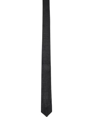 Veert Croco Leather Tie - Black