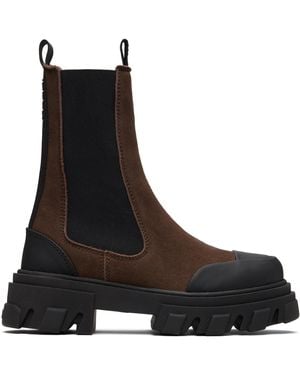 Ganni Cleated Mid Chelsea Boots - Brown