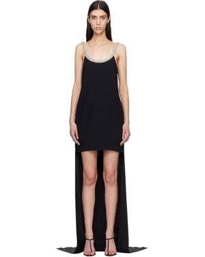 Tom Ford Crystal Embroidery Sleeveless Asymmetric Cocktail Maxi Dress - Black