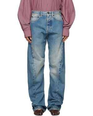 Maison Margiela Wide Leg Diagonal Seam Jeans - Blue