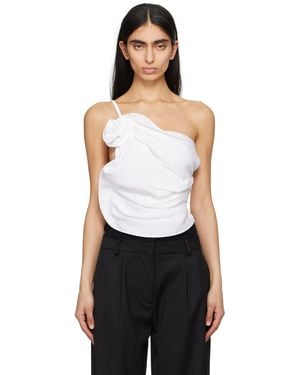 Magda Butrym ホワイト ドレープ ワンショルダー トップス