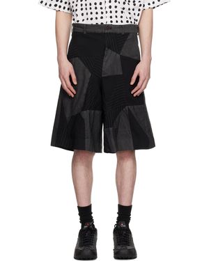 COMME DES GARÇON BLACK ブラック ギャバジン パッチワーク ショートパンツ