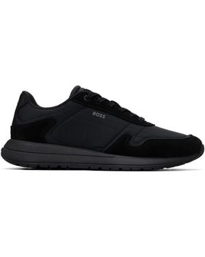 BOSS Lightweight Fabric Suede Trim Trainers - Black