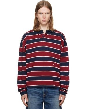 Rhude Fontaine Striped Long Sleeve Polo - Red