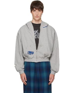 we11done Repaired Zip-Up Hoodie - Grey