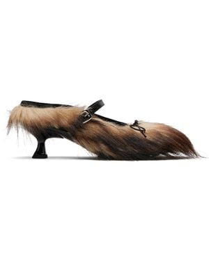 Simone Rocha Faux Fur Grip Mule Heels - Black