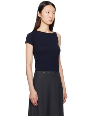 【関税込み】Paloma Wool ネイビー Samir トップス SAMIR-Asymmetrical top featuring a short sleeve on one side