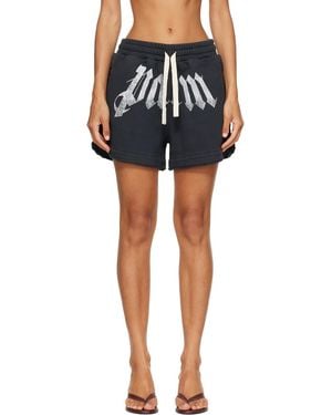Palm Angels Short De Survêtement Noir À Gros Logo - Bleu