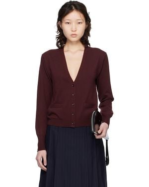 Maison Margiela Burgundy Virgin Wool Cardigan - Multicolour