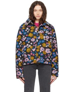 ERL Black Floral Denim Jacket - Blue