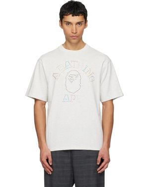 A Bathing Ape Rhinestone University Relaxed Fit T-Shirt - White