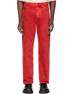 Bottega Veneta Wash Wide Leg Jeans - Red