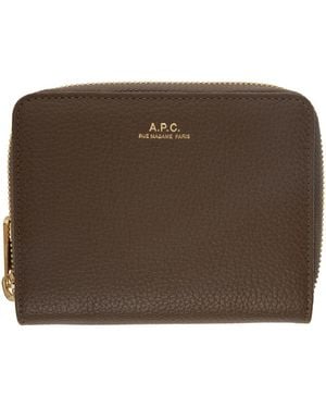 A.P.C. Taupe Emmanuelle Compact Wallet - Green